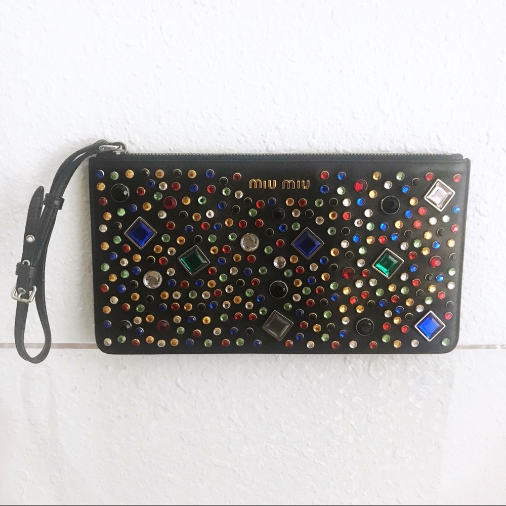 Miu Miu Jeweled Wristlet Clutch